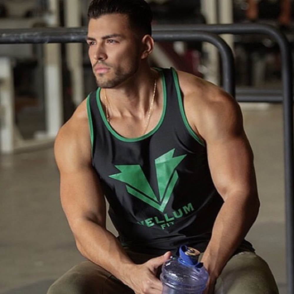 Green and black tank